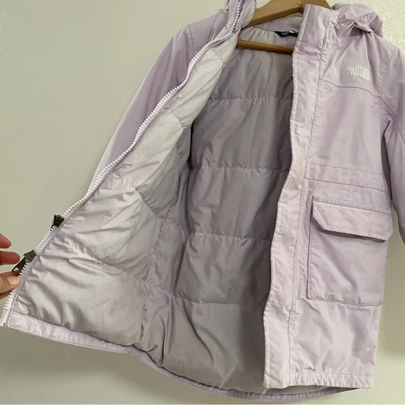 The North Face Jacket Kids Size 6T Lavender Hooded 550 Down Puffer coat - Picture 6 of 15